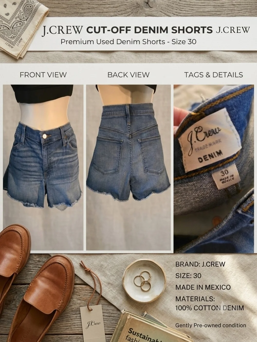 J. Crew Blue Cut-Off Denim Shorts with Raw Hem